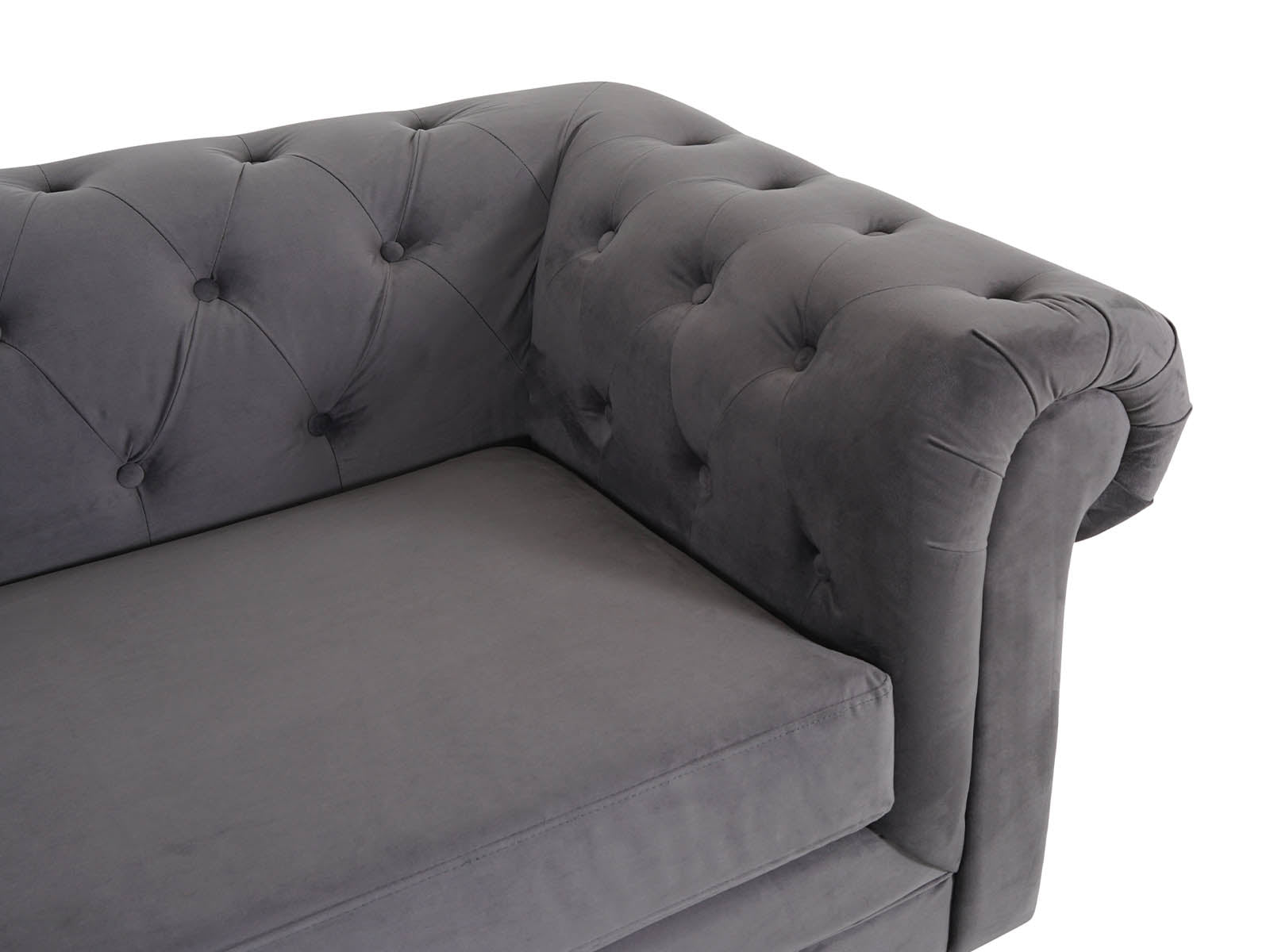 Chesterfield 3 Seater - Plush Grey - Dante Furniture