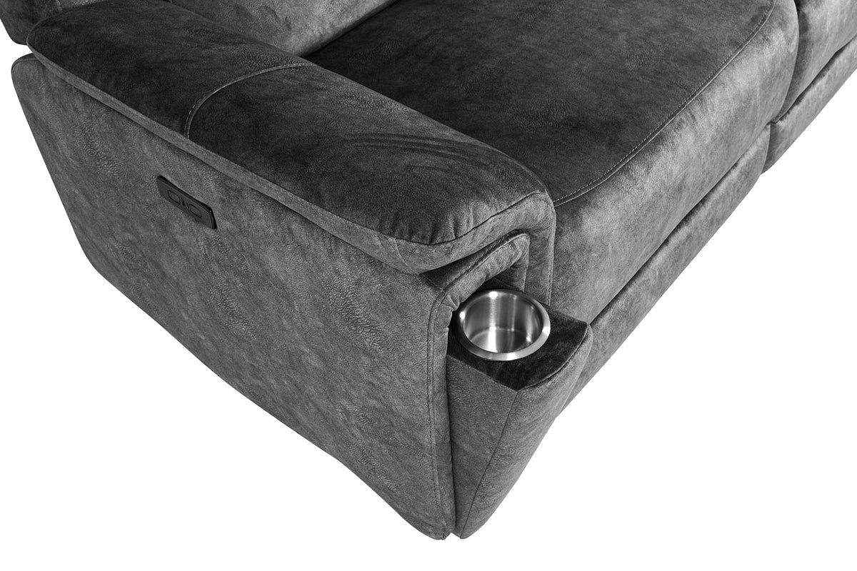 Berlin 3 Seater Power Recliner - Dark Grey - Dante Furniture