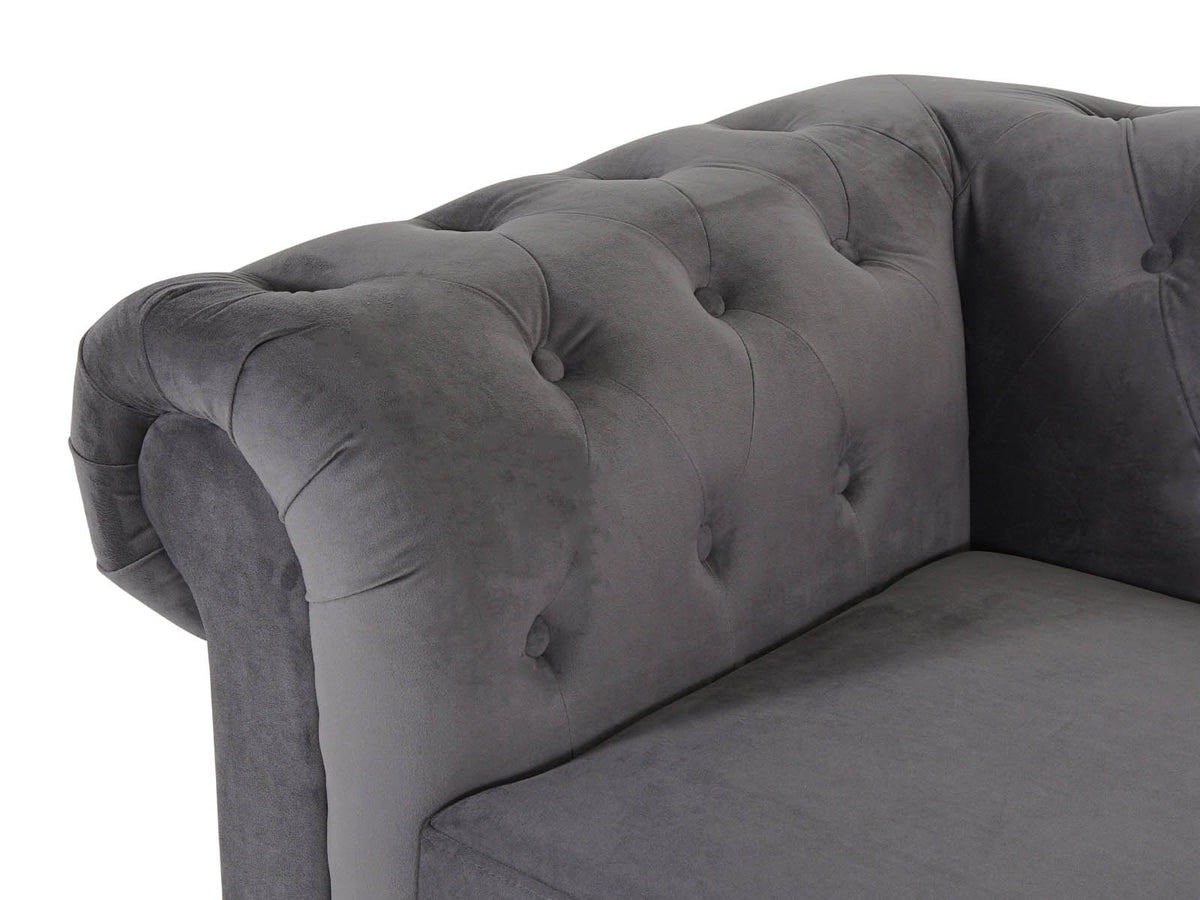 Chesterfield 3 Seater - Plush Grey - Dante Furniture