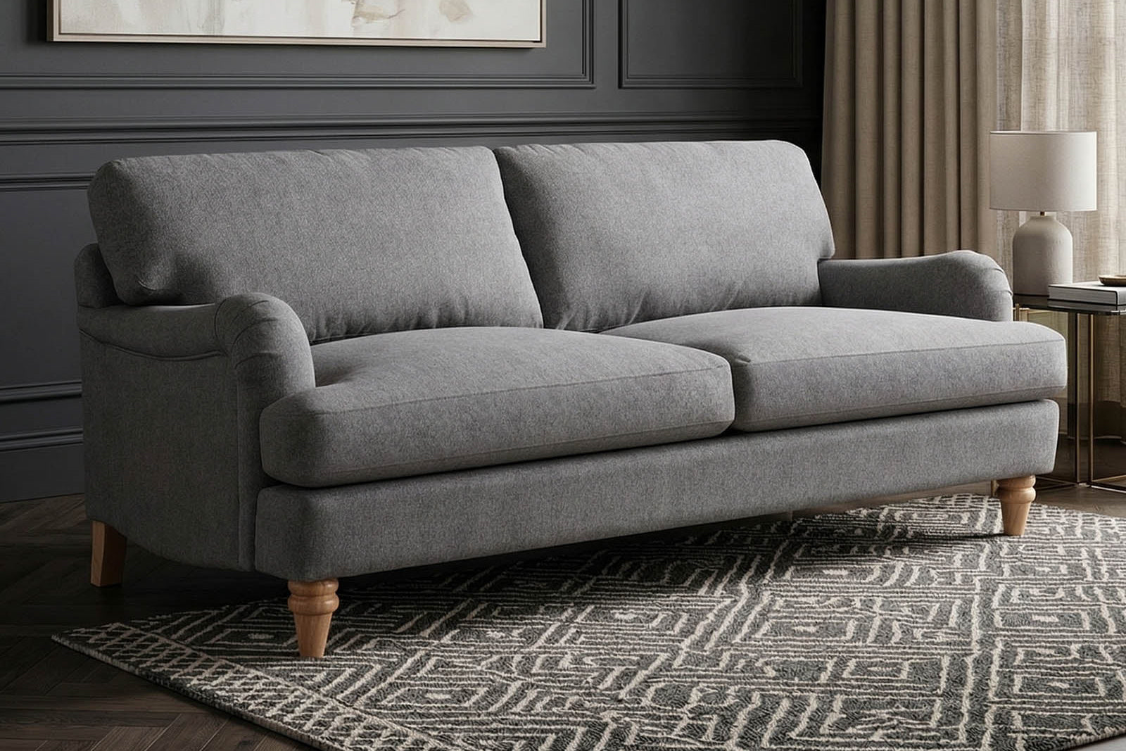 Belvadere 3 Seater Fabric Sofa - Grey - Dante Furniture