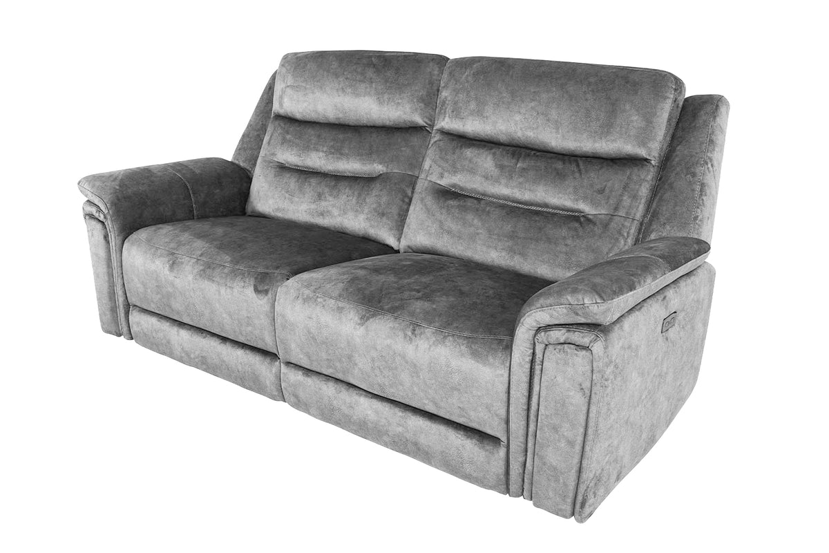 Berlin 3 Seater Power Recliner - Light Grey - Dante Furniture