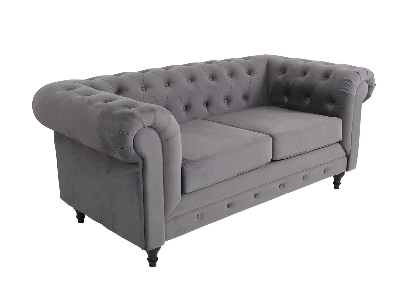 Chesterfield 2 Seater - Plush Grey - Dante Furniture