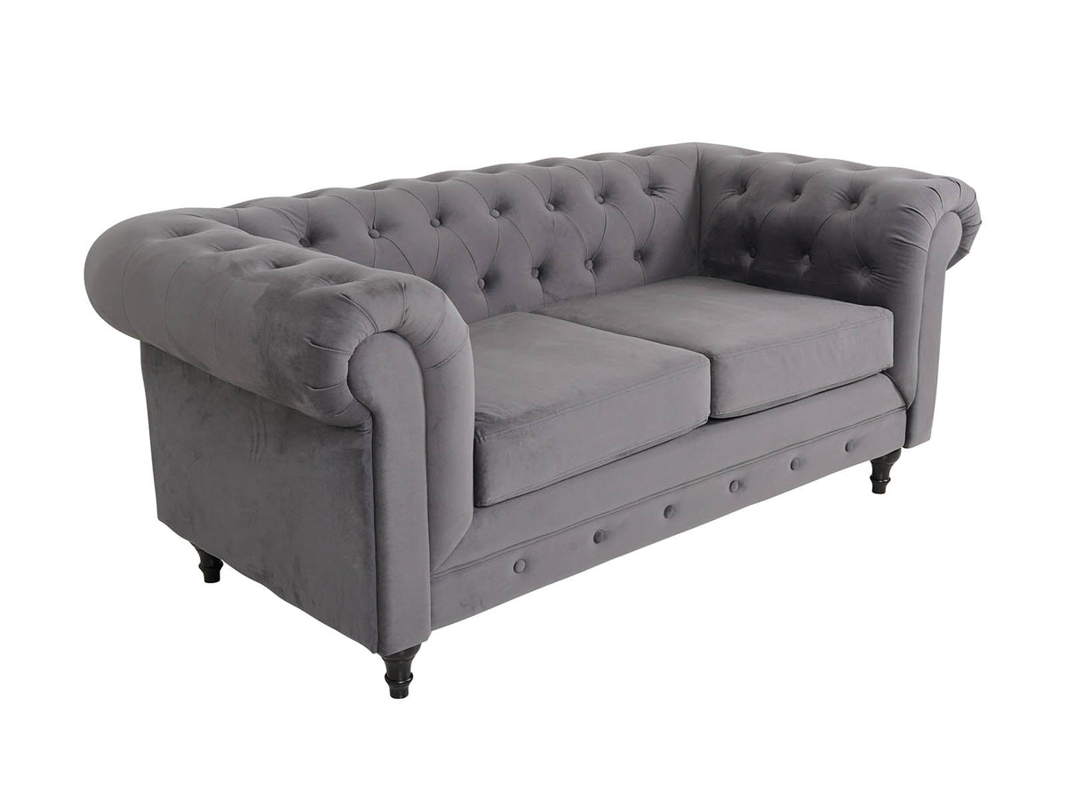 Chesterfield 2 Seater - Plush Grey - Dante Furniture