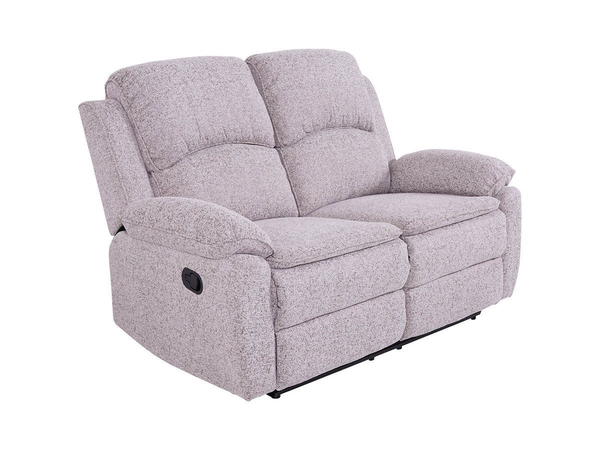 Bronte beige fabric 2 seater recliner sofa – side angle