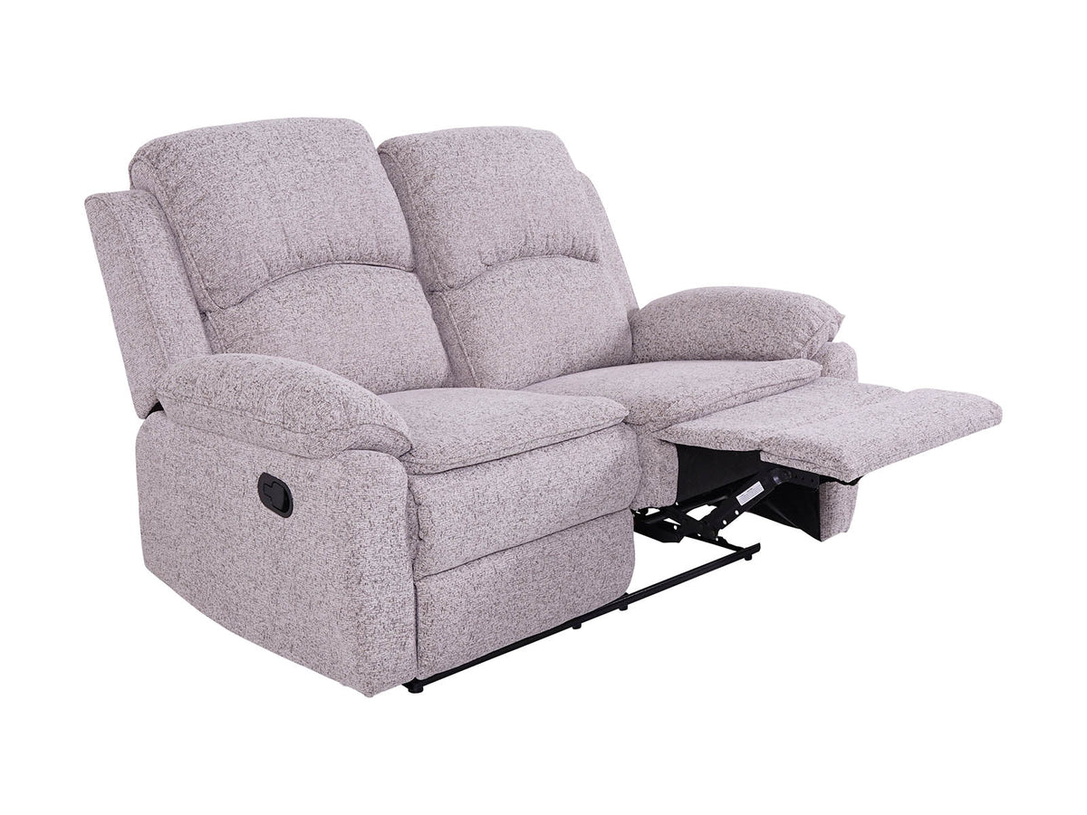 Bronte 2 seater recliner sofa with one footrest raised