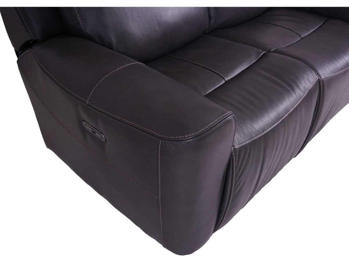 Grey Leather 2-Seater Power Recliner Sofa