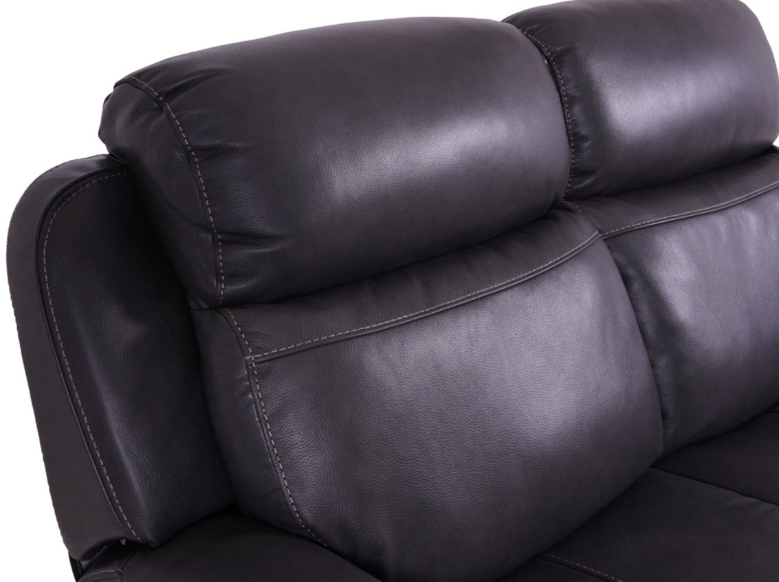Grey Leather 2-Seater Power Recliner Sofa