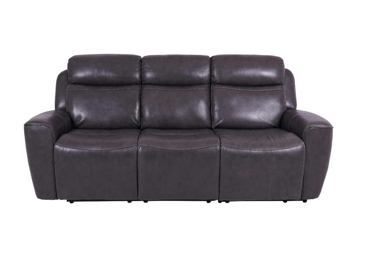 Eiger Grey Leather 3 Seater Sofa Power Recliner - Dante Furniture