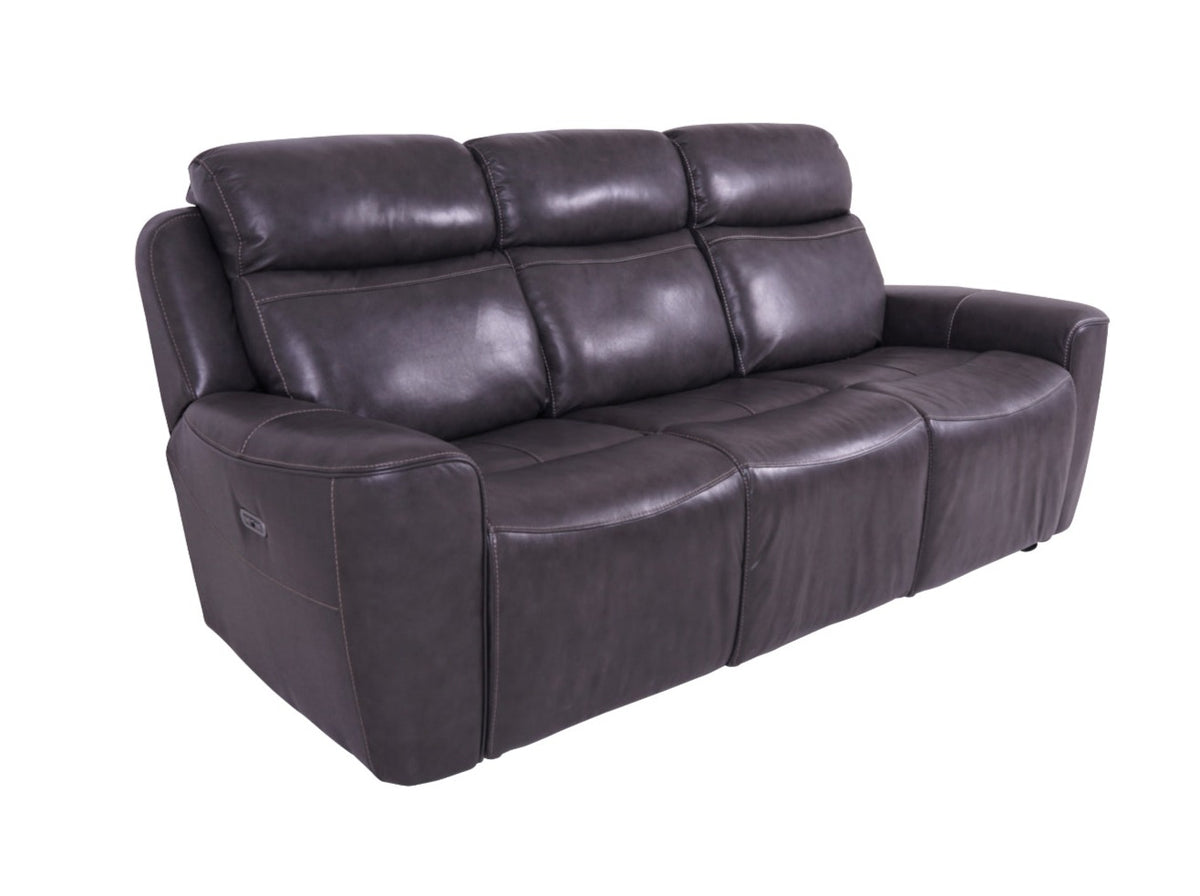 Eiger Grey Leather 3 Seater Sofa Power Recliner - Dante Furniture