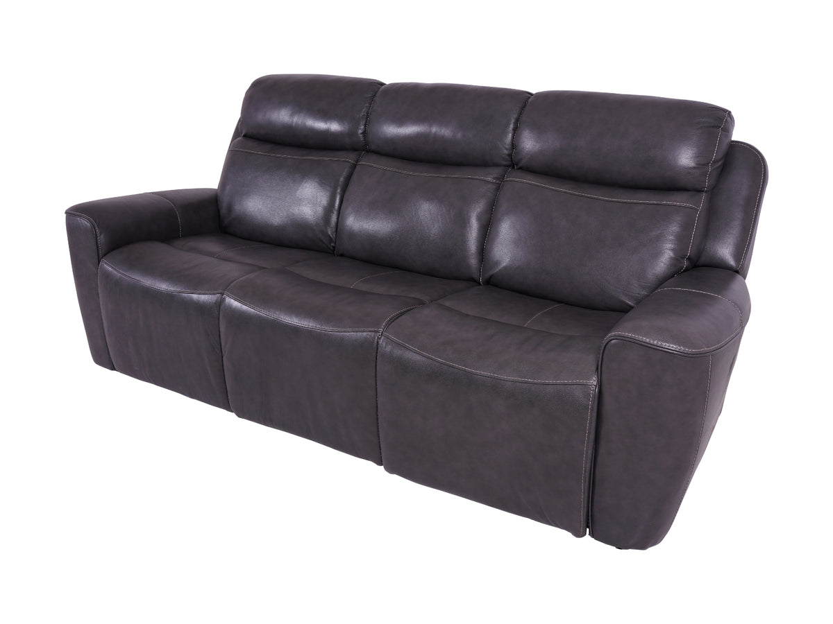 Eiger Grey Leather 3 Seater Sofa Power Recliner - Dante Furniture