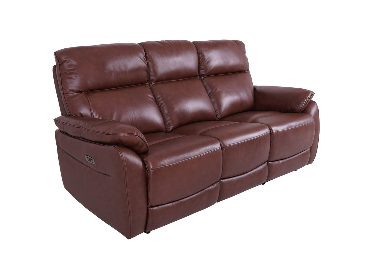  3-Seater Power Recliner Sofa Brown 