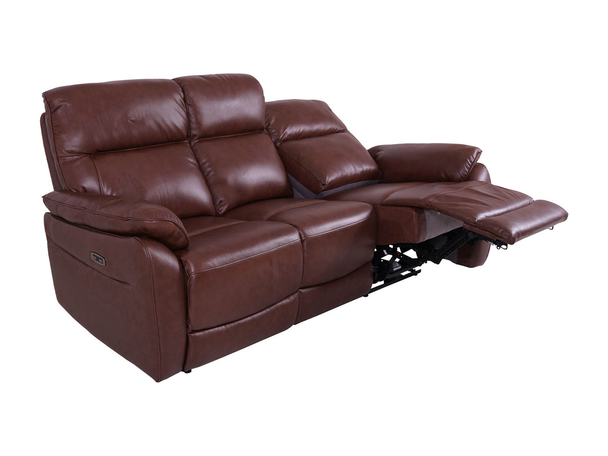  3-Seater Power Recliner Sofa Brown 
