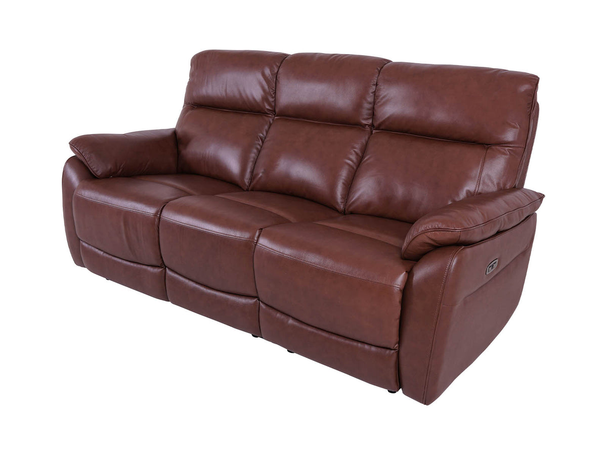  3-Seater Power Recliner Sofa Brown 
