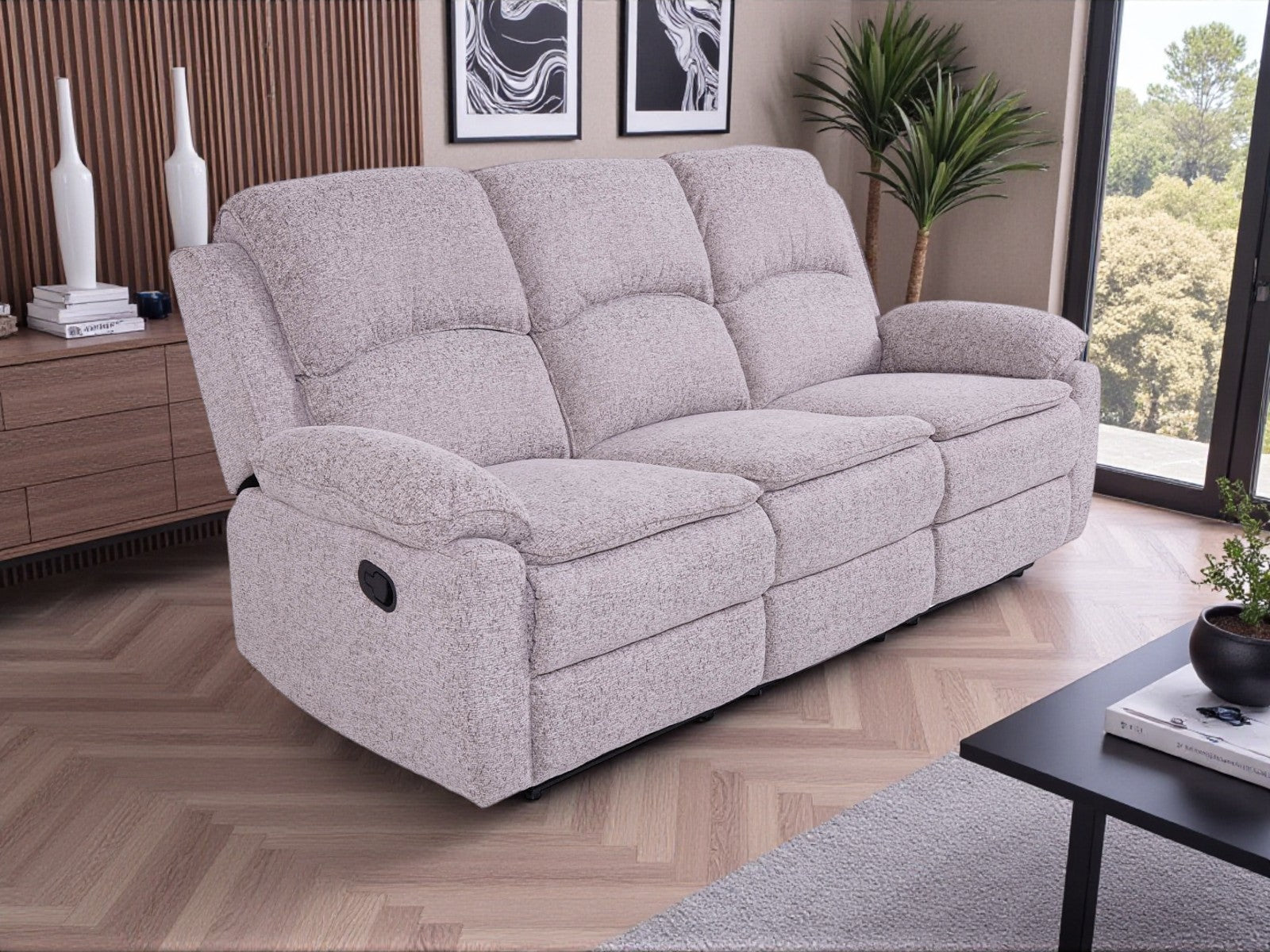 Bronte 3 Seater Recliner Sofa - Beige - Dante Furniture