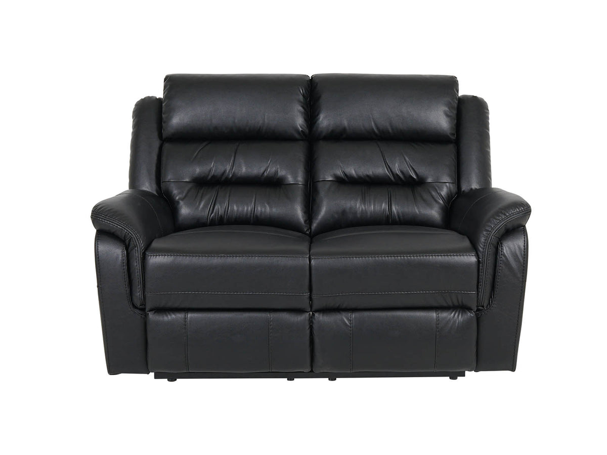 2-Seater Black Leather Recliner Sofa