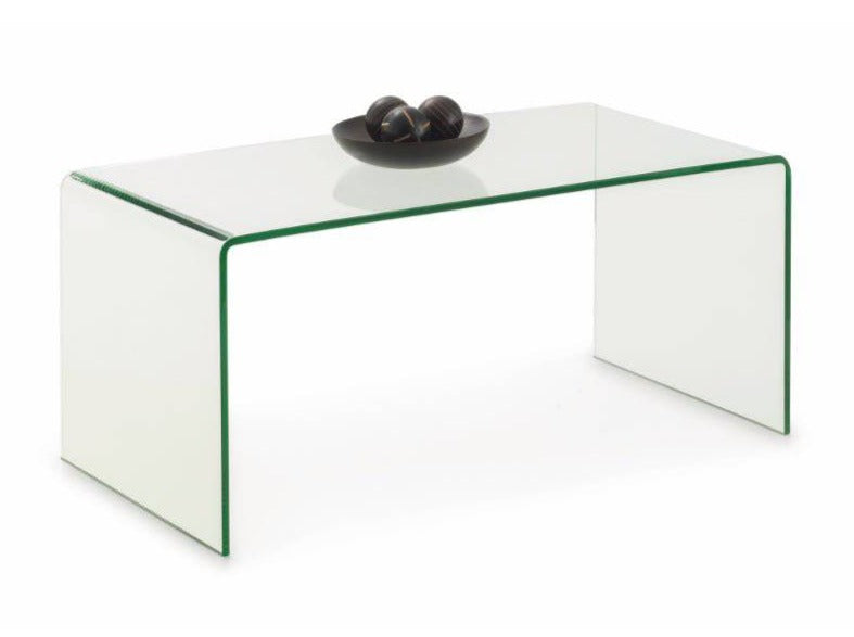 Amalfi bent tempered glass coffee table – front view