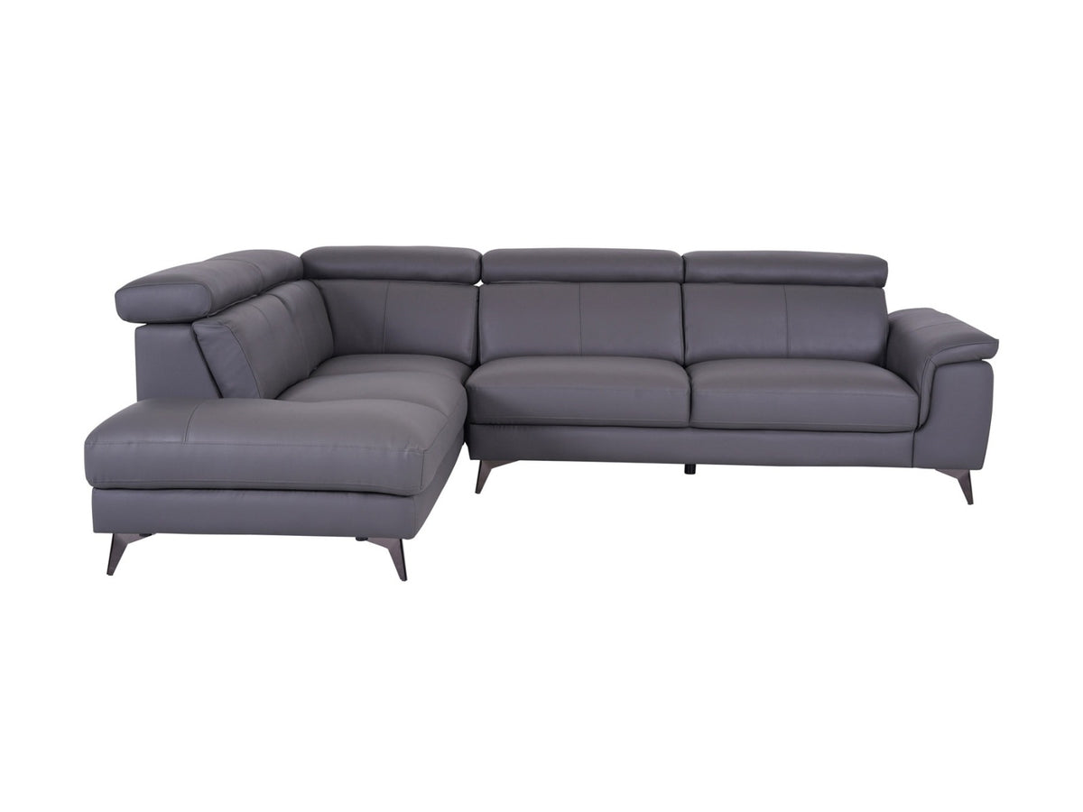 Matera Left Hand Facing Arm Open End Corner Sofa - Elephant Grey Leather - Dante Furniture