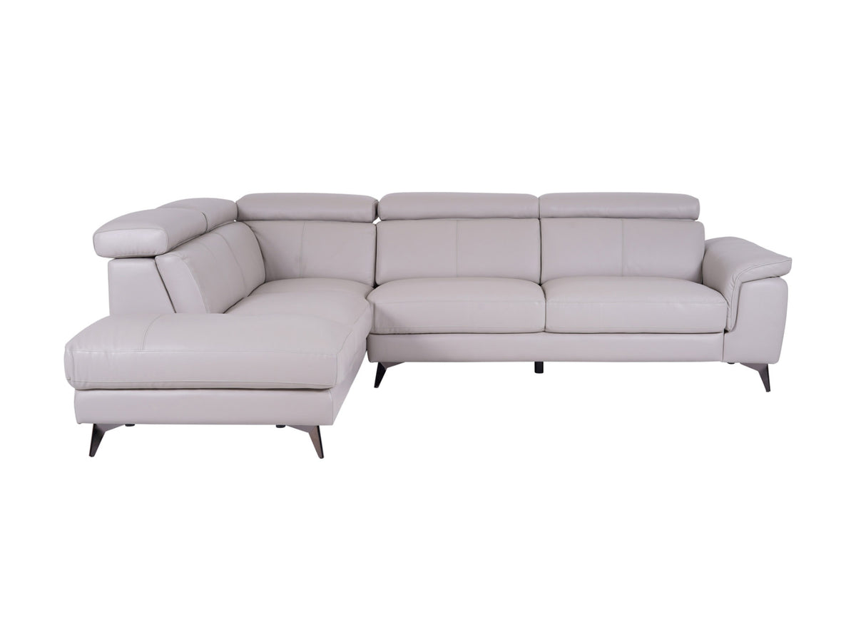 Matera Left Hand Facing Arm Open End Corner Sofa - Light Grey Leather - Dante Furniture