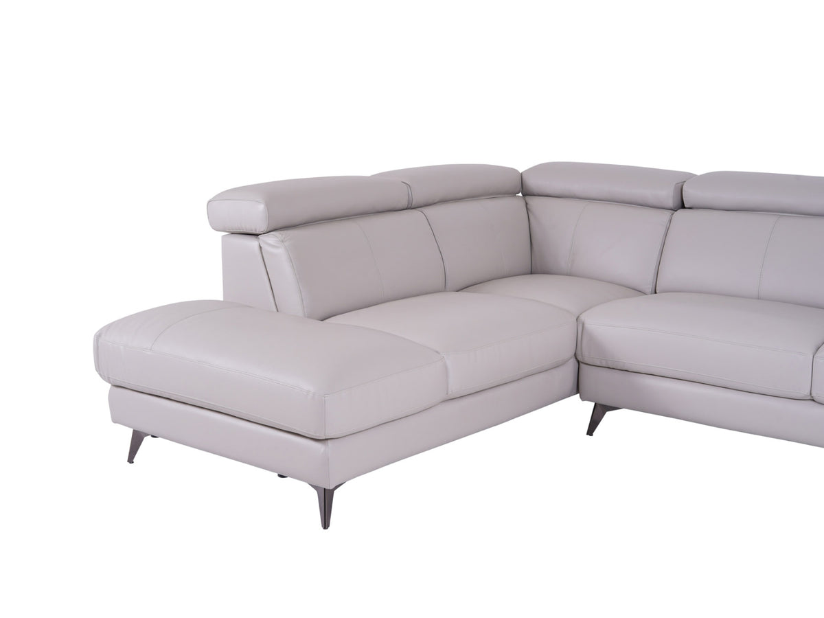 Matera Left Hand Facing Arm Open End Corner Sofa - Light Grey Leather - Dante Furniture