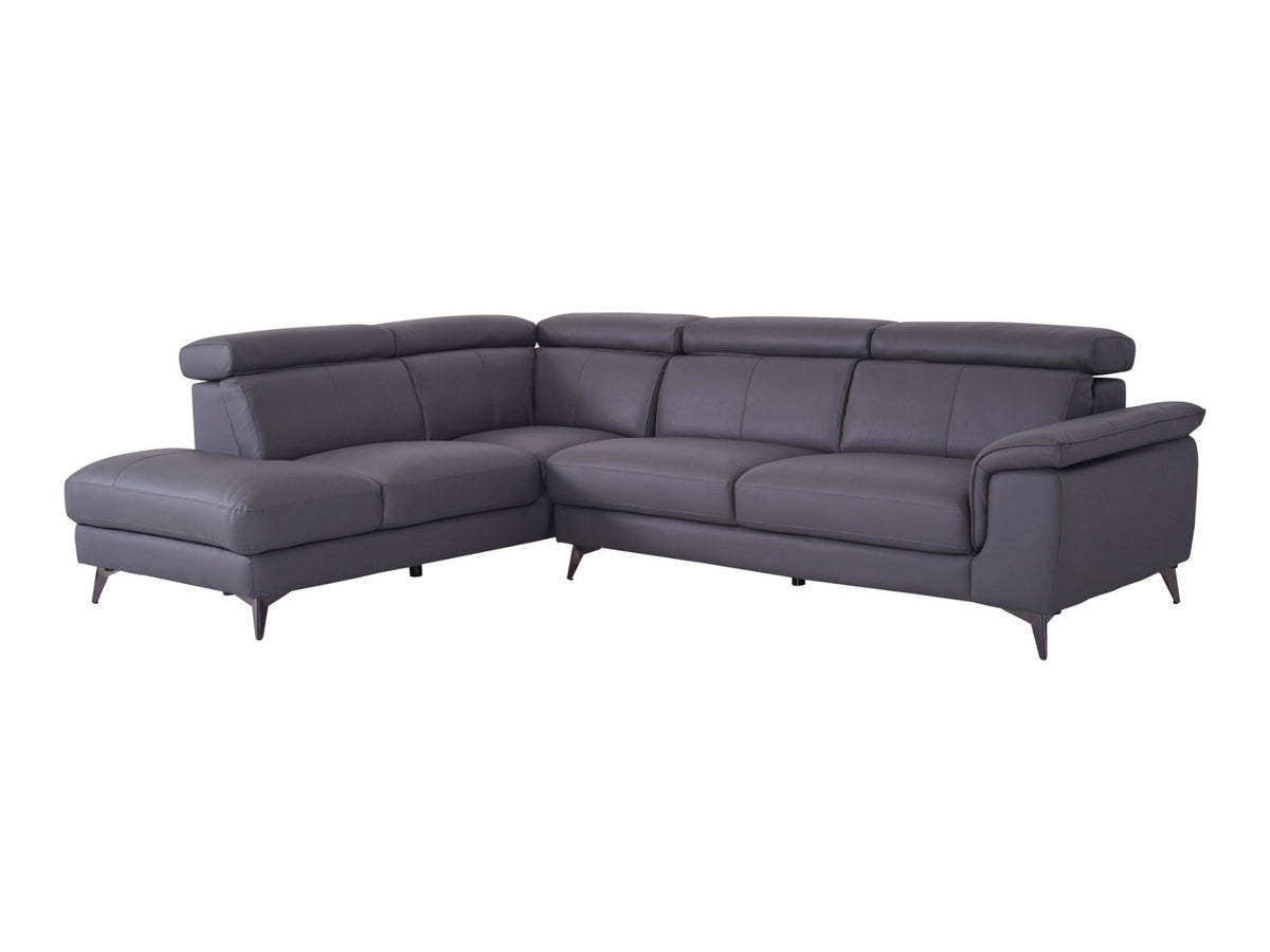 Matera Left Hand Facing Arm Open End Corner Sofa - Elephant Grey Leather - Dante Furniture