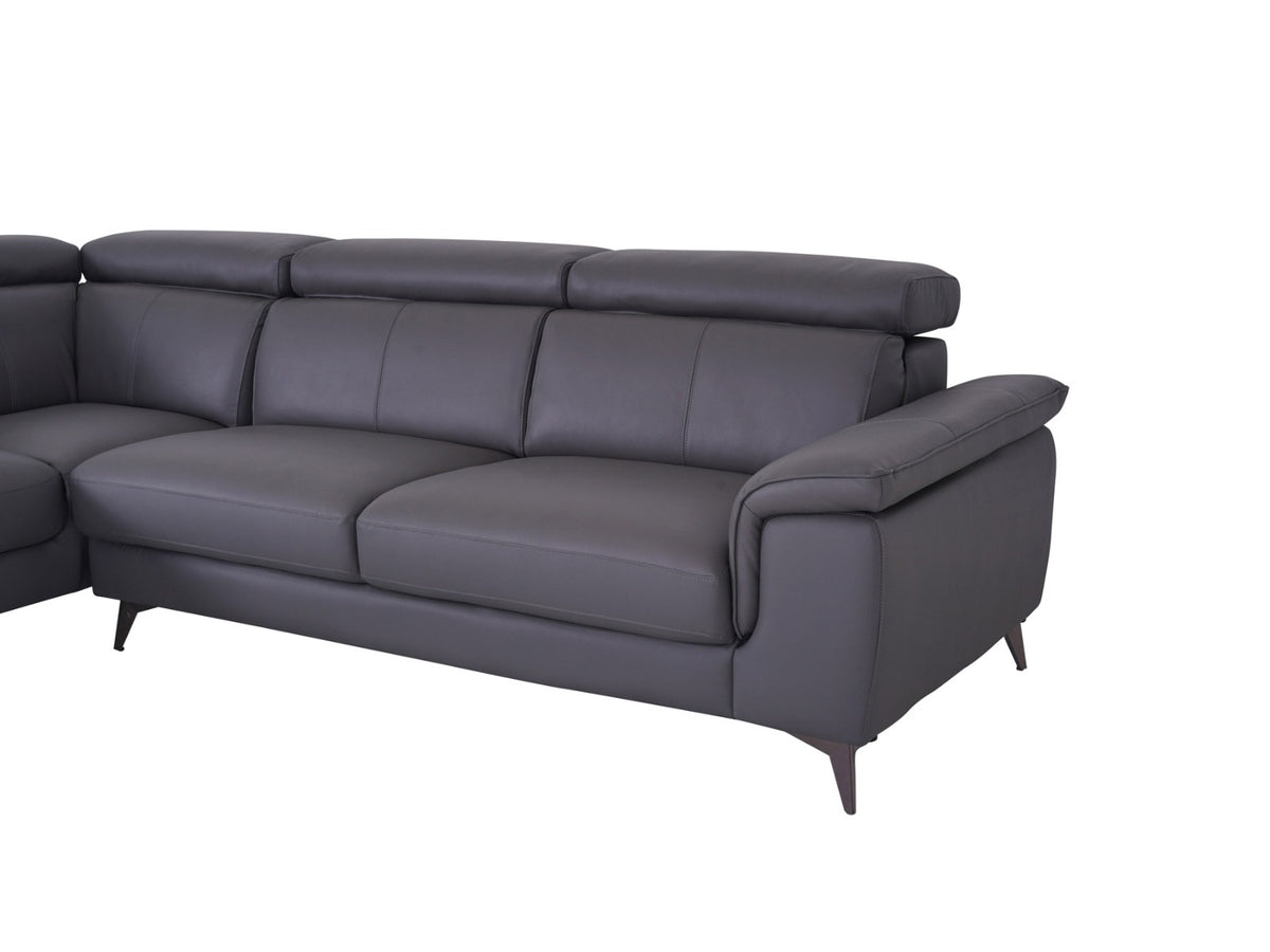 Matera Left Hand Facing Arm Open End Corner Sofa - Elephant Grey Leather - Dante Furniture