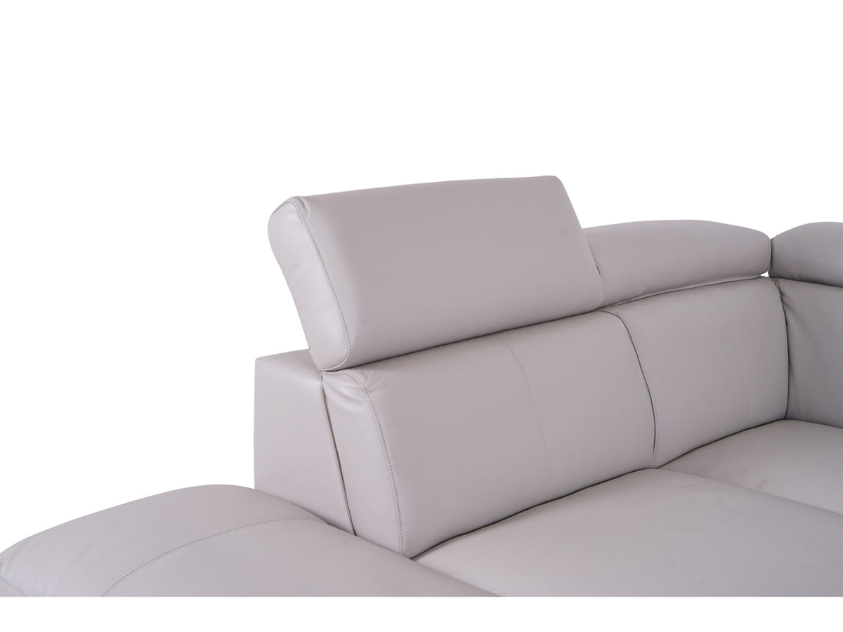 Matera Left Hand Facing Arm Open End Corner Sofa - Light Grey Leather - Dante Furniture