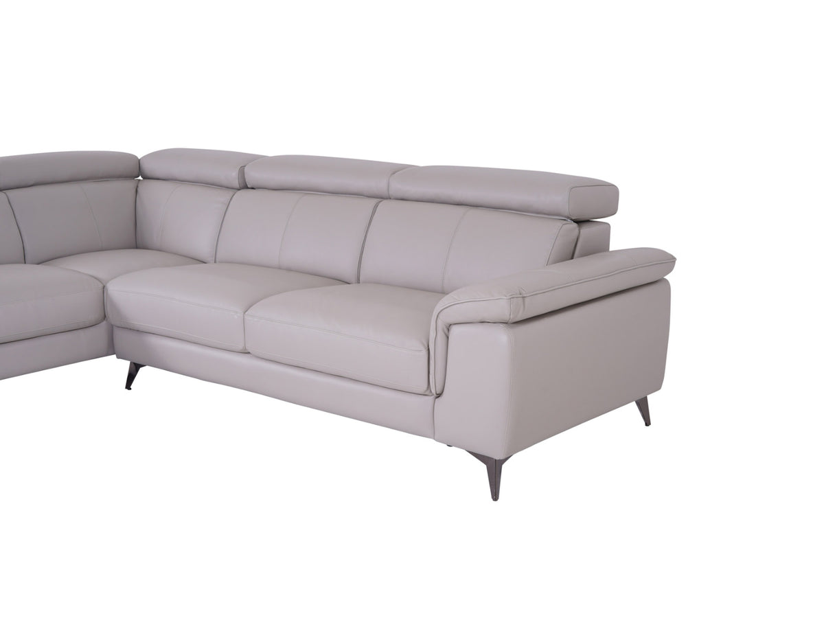 Matera Left Hand Facing Arm Open End Corner Sofa - Light Grey Leather - Dante Furniture