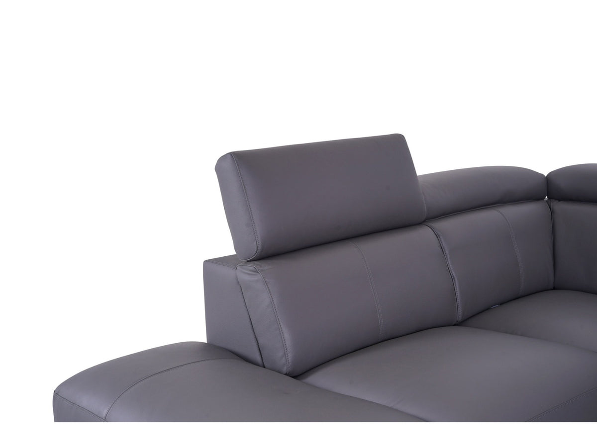 Matera Left Hand Facing Arm Open End Corner Sofa - Elephant Grey Leather - Dante Furniture