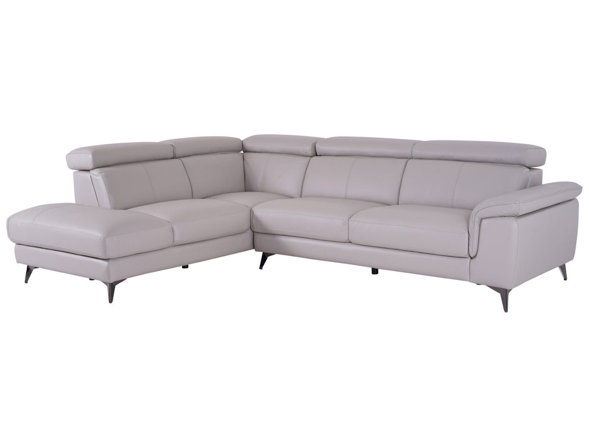 Matera Left Hand Facing Arm Open End Corner Sofa - Light Grey Leather - Dante Furniture