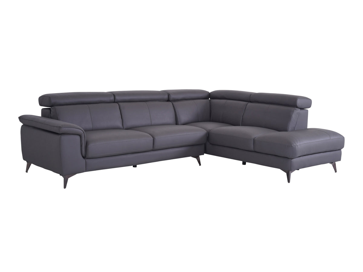 Matera Right Hand Facing Arm Open End Corner Sofa - Elephant Grey Leather - Dante Furniture