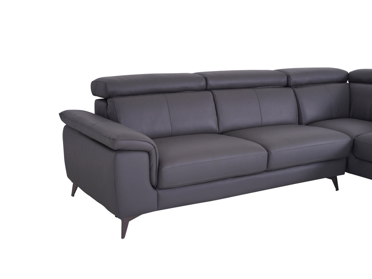 Matera Right Hand Facing Arm Open End Corner Sofa - Elephant Grey Leather - Dante Furniture