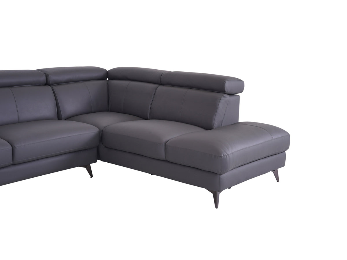 Matera Right Hand Facing Arm Open End Corner Sofa - Elephant Grey Leather - Dante Furniture