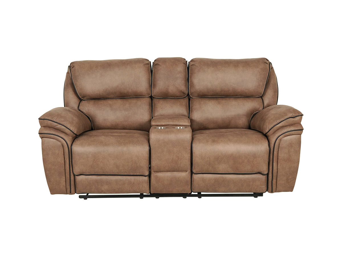 Monaco 2-Seater Console Recliner Sofa Brown