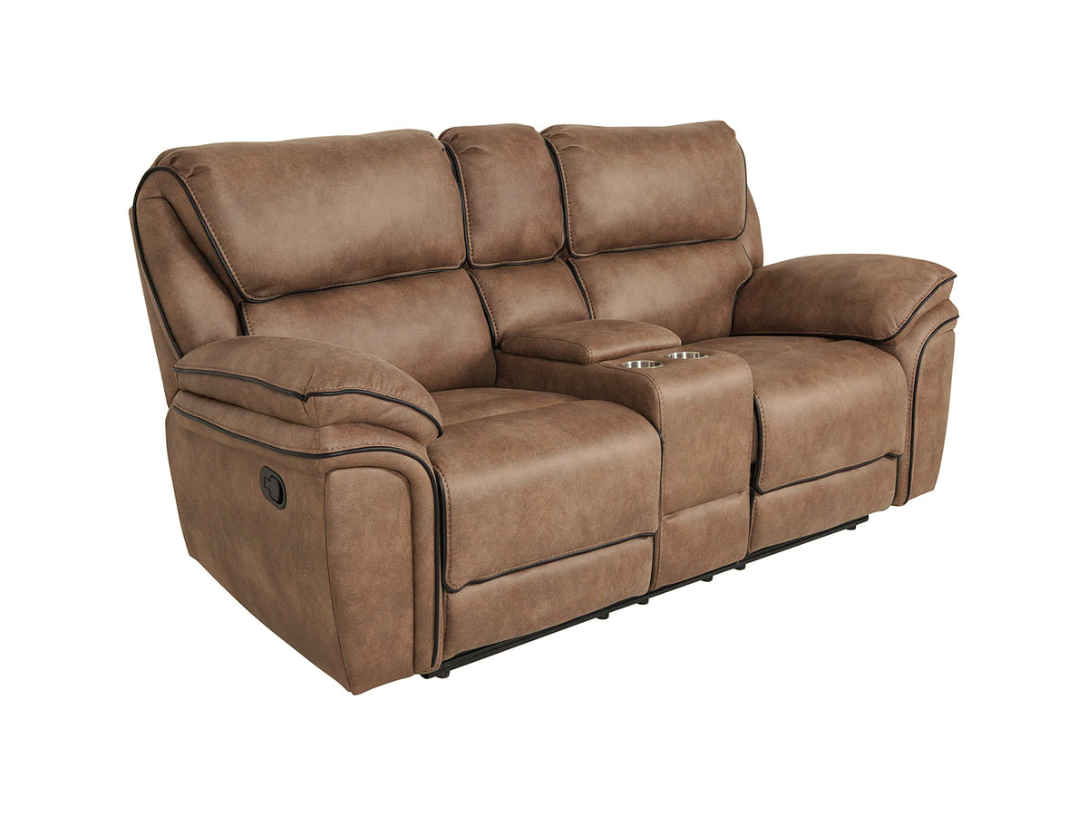 Monaco 2-Seater Console Recliner Sofa Brown