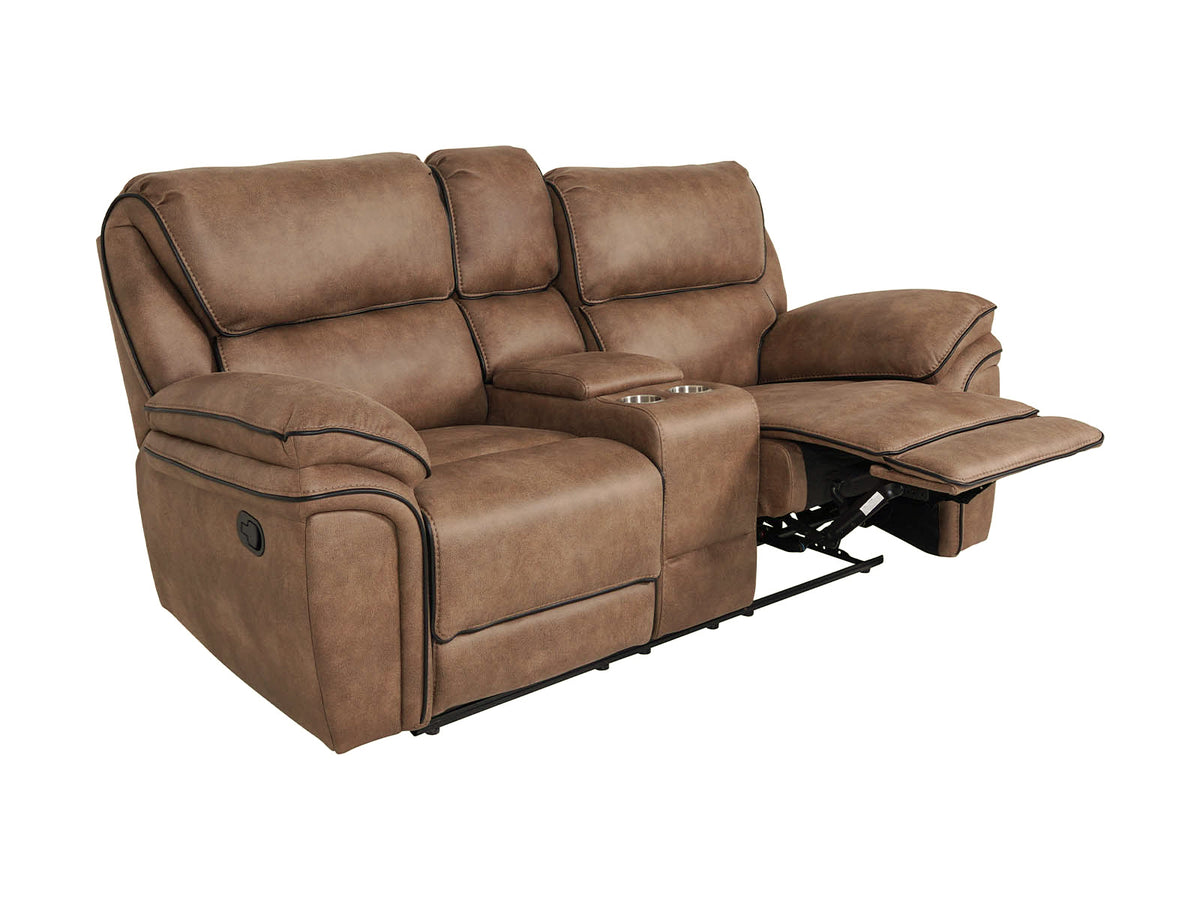 Monaco 2-Seater Console Recliner Sofa Brown