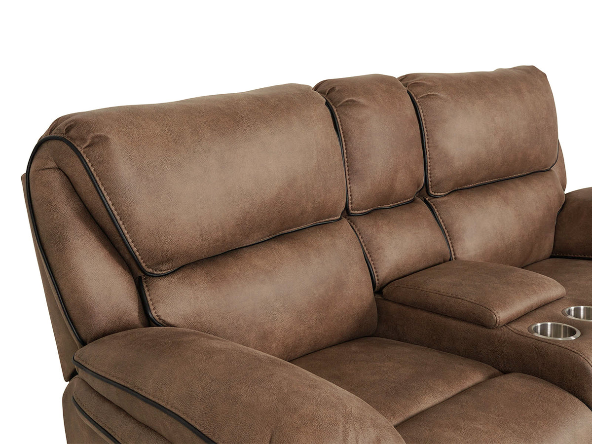 Monaco 2-Seater Console Recliner Sofa Brown