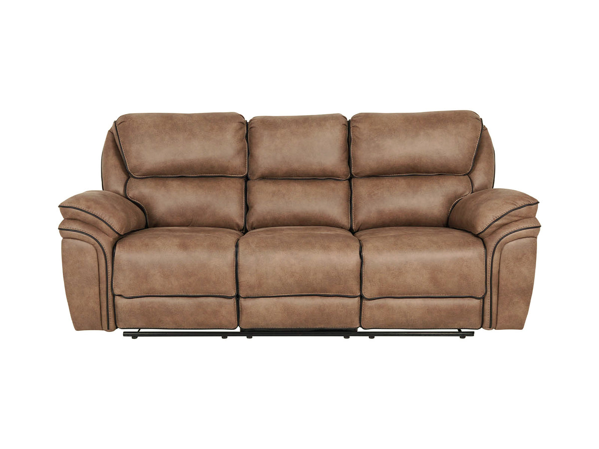 Monaco brown fabric 3 seater recliner sofa – front view