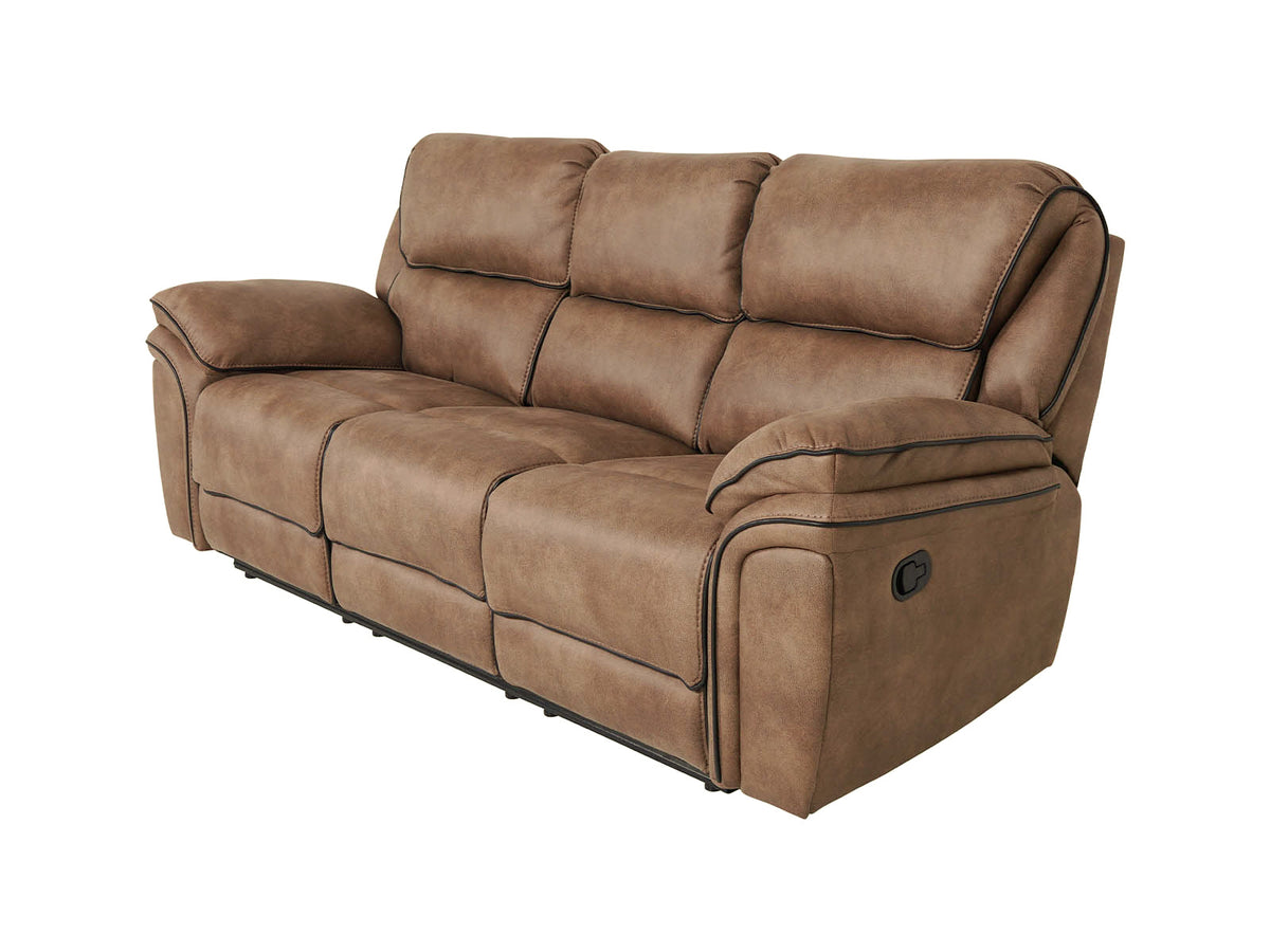 Monaco brown 3 seater recliner sofa – side angle