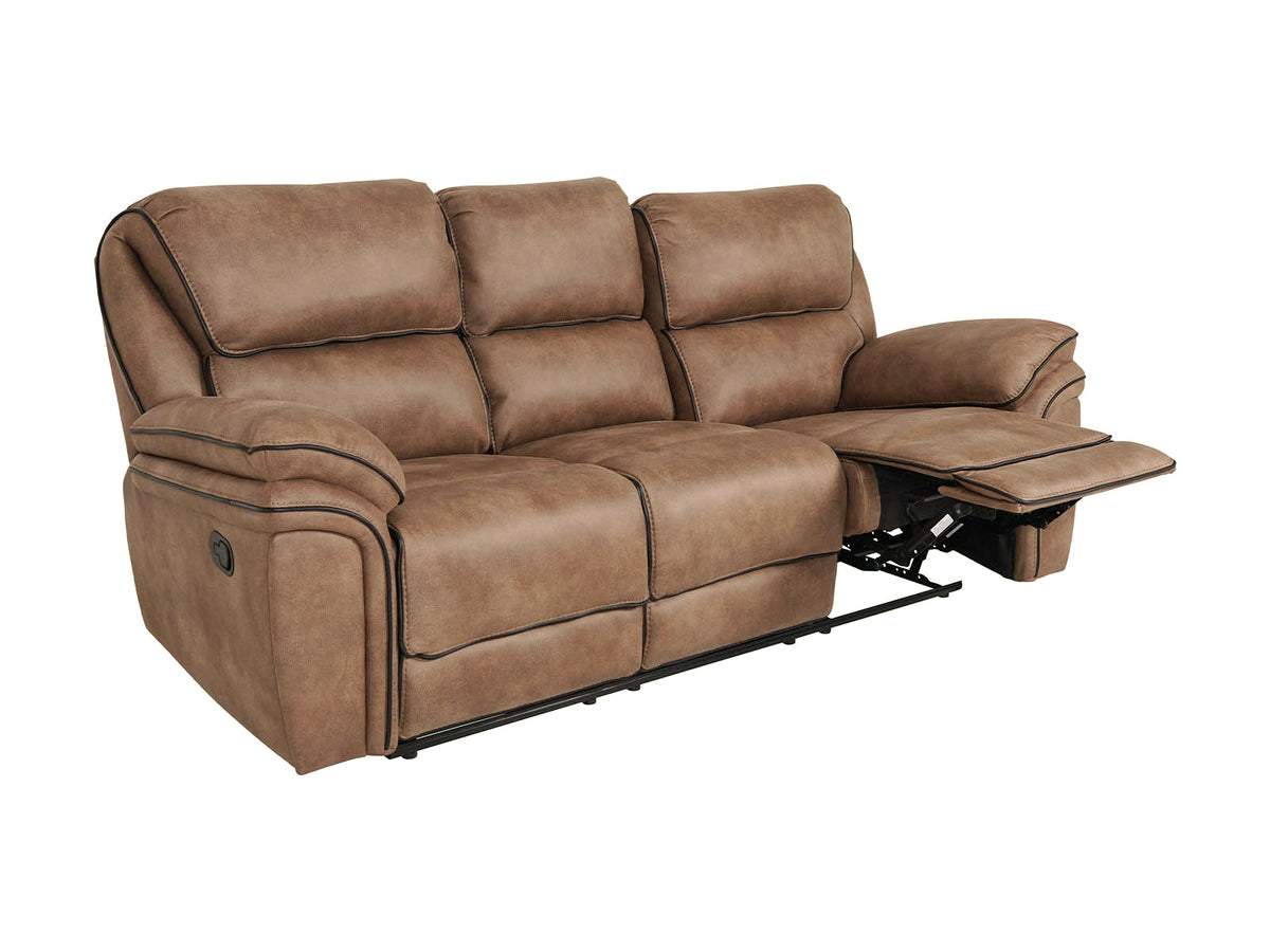 Monaco 3 seater recliner sofa with footrest raised – side angle