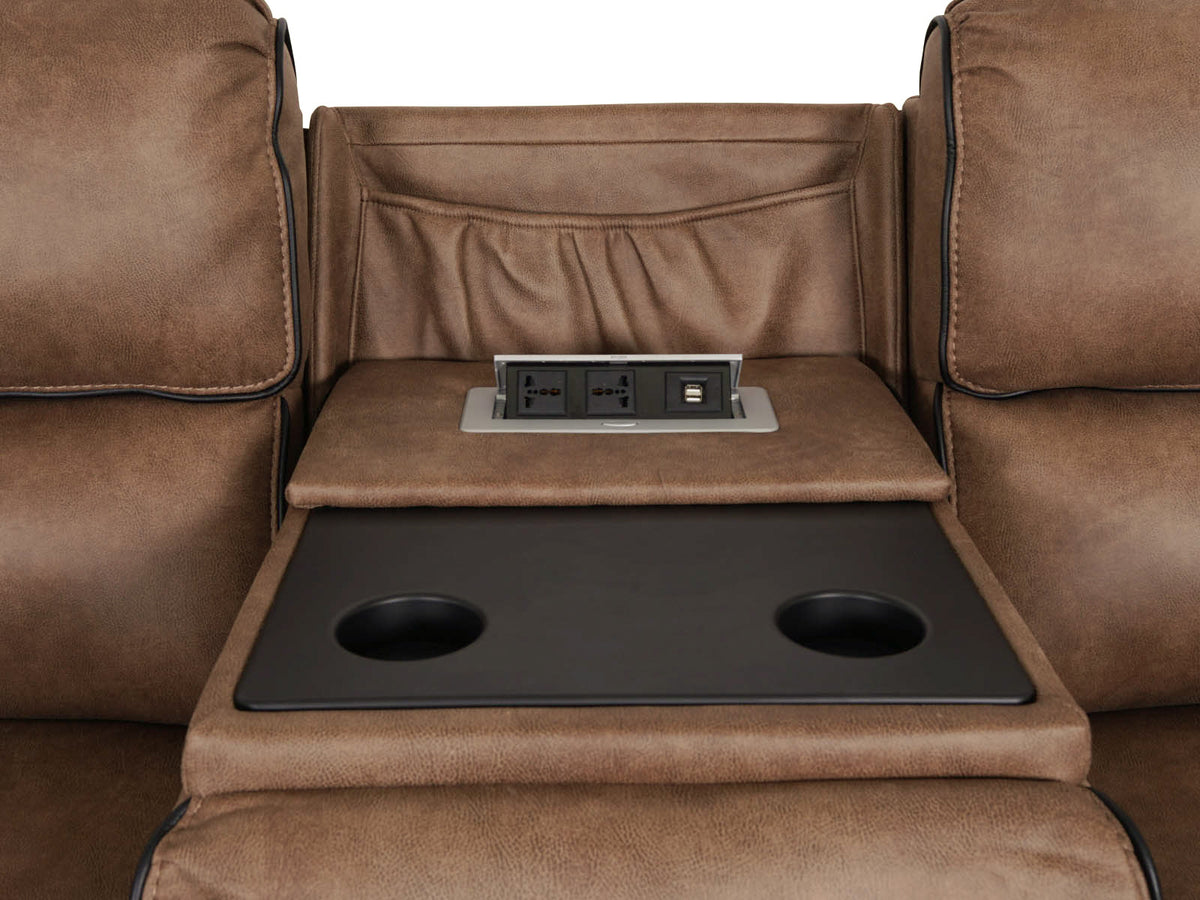 Monaco recliner sofa – drop-down table with cup holders