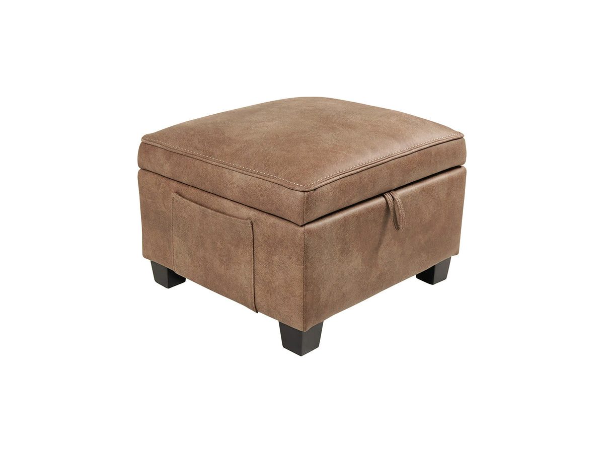 Monaco brown storage footstool – angled view