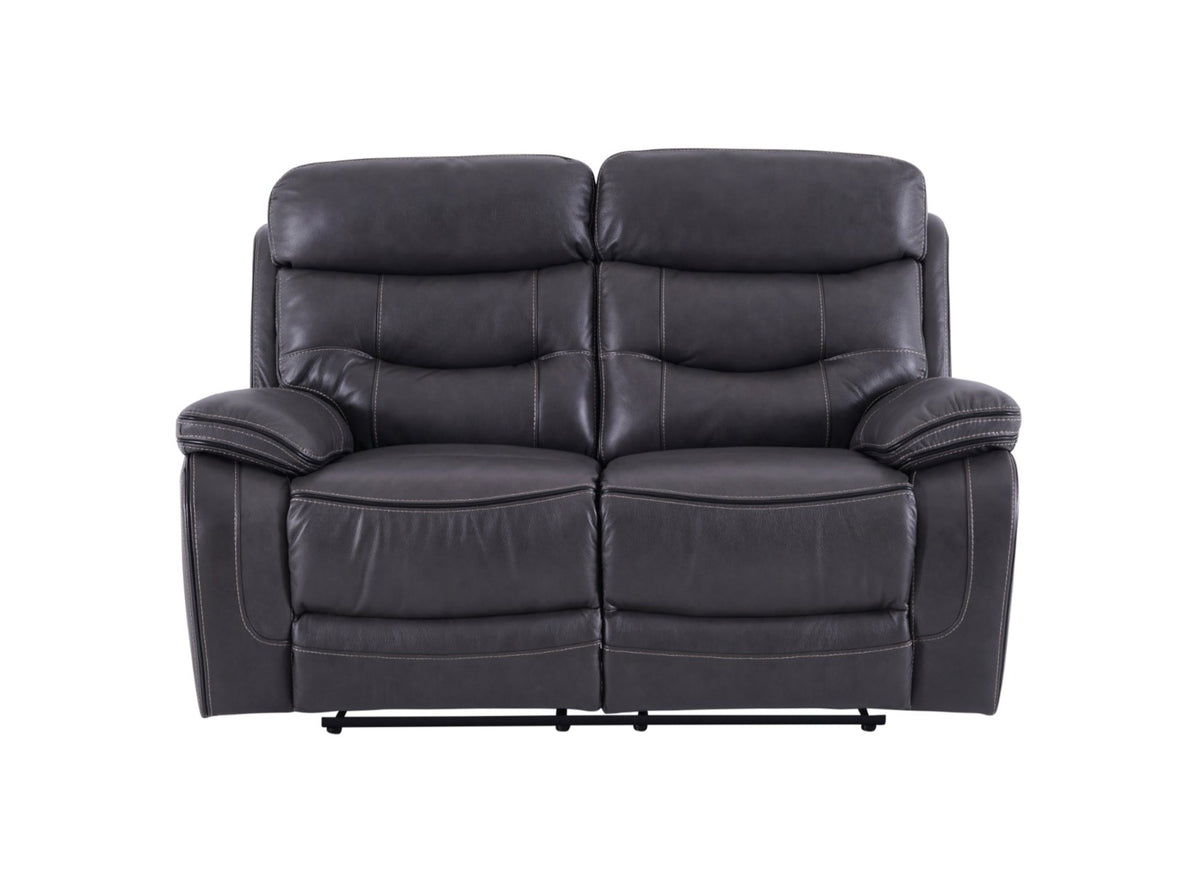 Noah Leather 2 Seater Recliner Sofa Graphite Grey - Dante Furniture