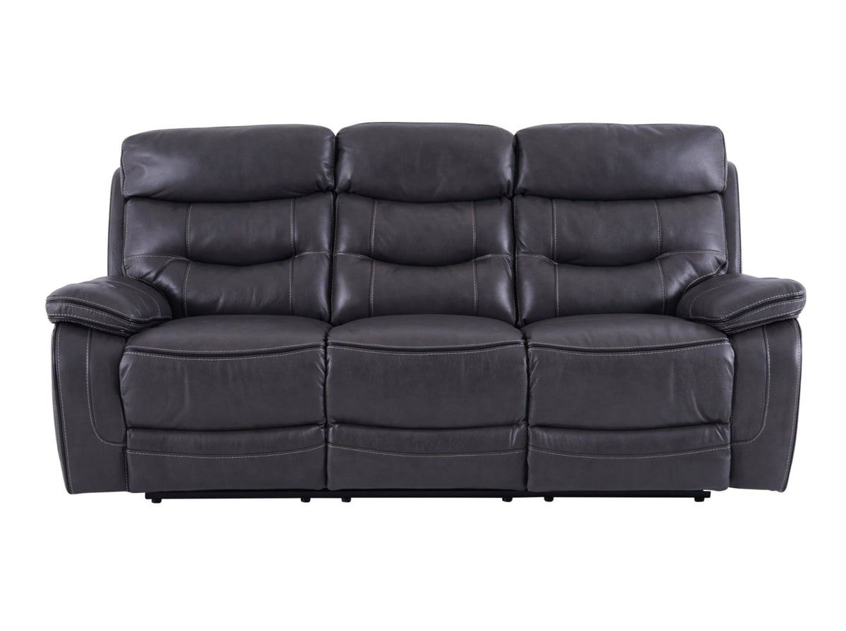 Noah Leather 3 Seater Recliner Sofa Graphite Grey - Dante Furniture