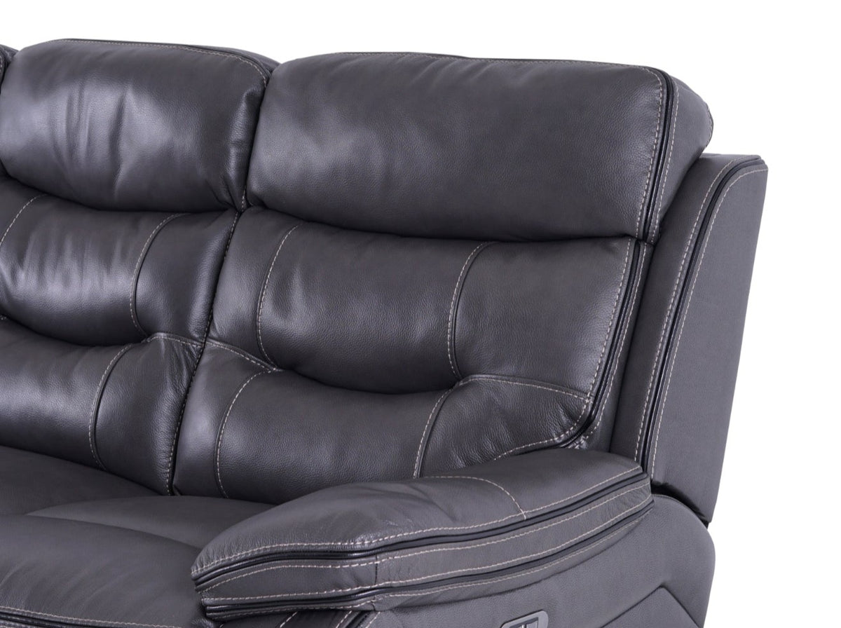 Noah Leather 3 Seater Recliner Sofa Graphite Grey - Dante Furniture - image 6
