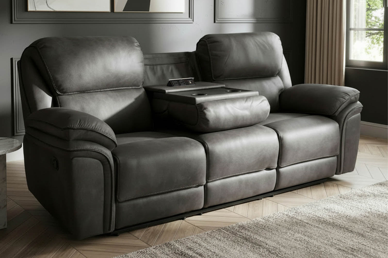 dante furniture monaco_life_style_3_seater_grey recliner sofa