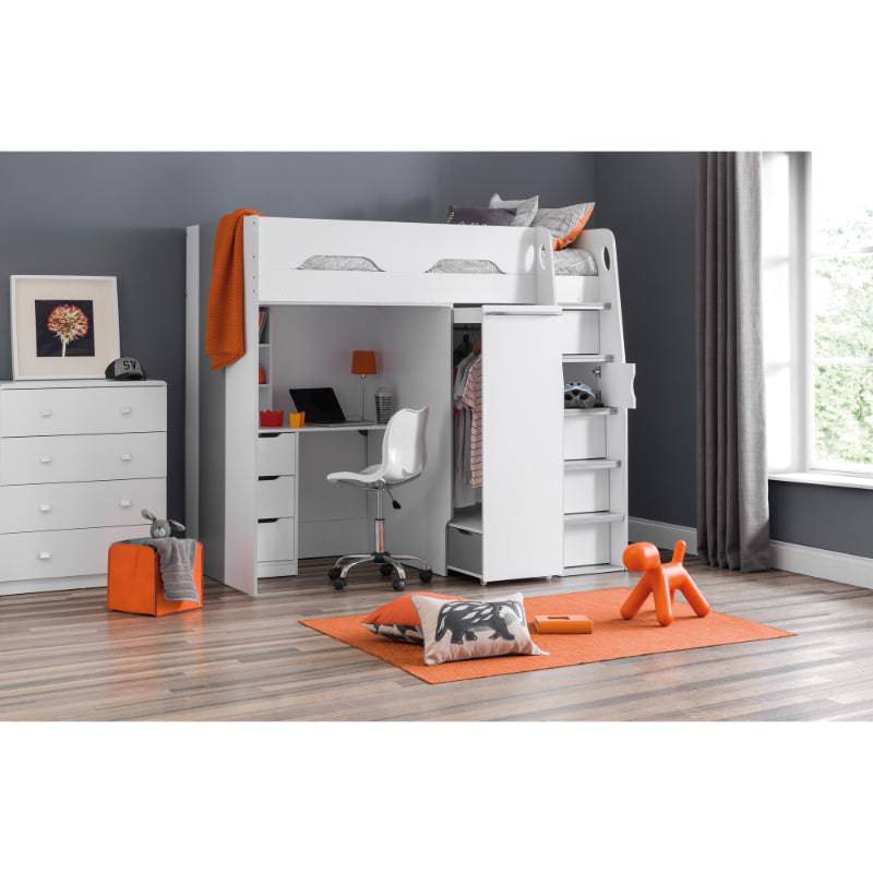 Pegasus white high sleeper in a kids bedroom