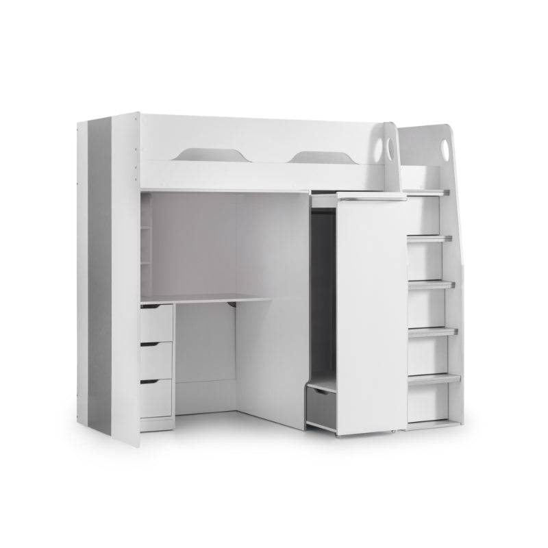 Pegasus white high sleeper – end view with storage steps