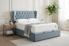 Calypso Velvet Sky Ottoman Bed - Dante Furniture