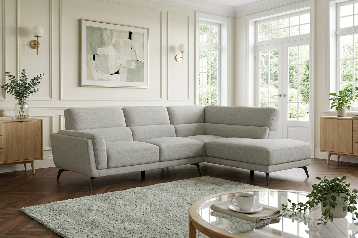 Portofino RHF Corner Sofa - Light Grey - Dante Furniture