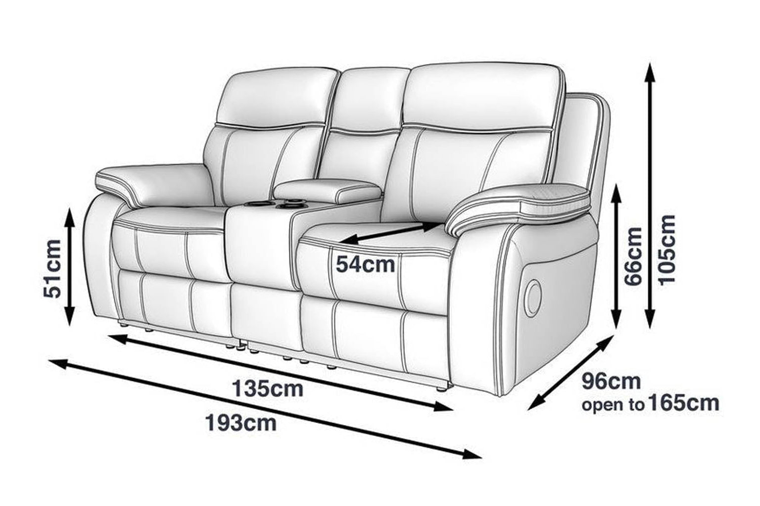 Vinson Pro 2 Seater Smart sofa Power Recliner with Console - Dante Furniture